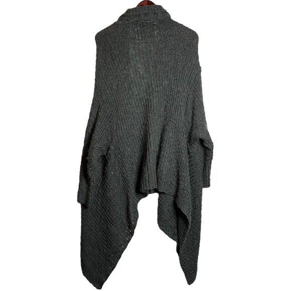Abercrombie and Fitch Chunky Knit Waterfall Open Front Gray Dolman Cardigan M L - Picture 2 of 14